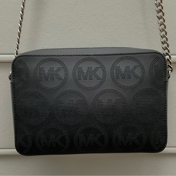 Michael Kors Jet Set East West Black Monogram Crossbody Bag Purse - Picture 7 of 16